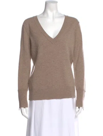 Pre-owned Brochu Walker Wool V-neck Sweater In Neutral