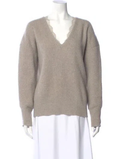 Pre-owned Brochu Walker Wool V-neck Sweater In Neutral