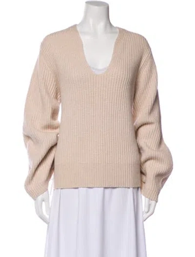 Pre-owned Brochu Walker Wool V-neck Sweater In Neutral