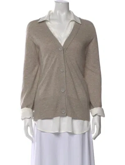 Pre-owned Brochu Walker Wool V-neck Sweater In Neutral