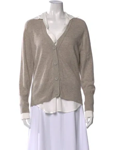 Pre-owned Brochu Walker Wool V-neck Sweater In Neutral