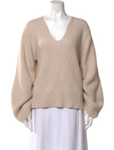 Pre-owned Brochu Walker Wool V-neck Sweater In Neutral