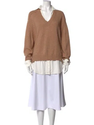 Pre-owned Brochu Walker Wool V-neck Sweater In Neutral