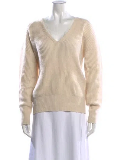 Pre-owned Brochu Walker Wool V-neck Sweater In Neutral