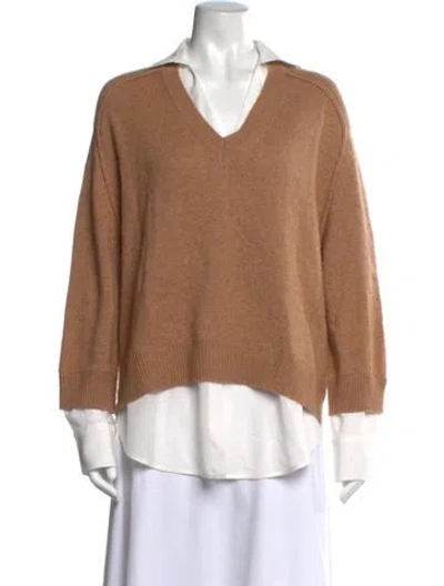 Pre-owned Brochu Walker Wool V-neck Sweater In Neutral