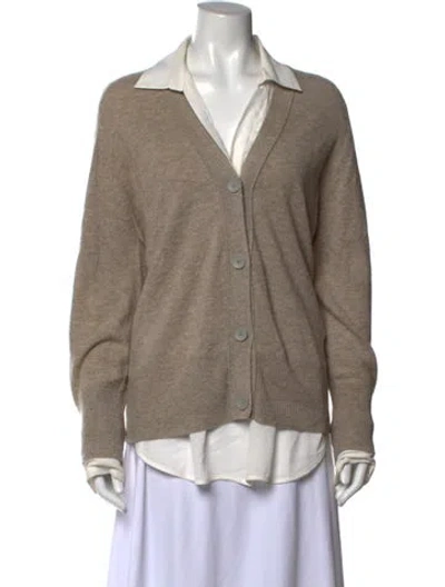 Pre-owned Brochu Walker Wool V-neck Sweater In Neutrals
