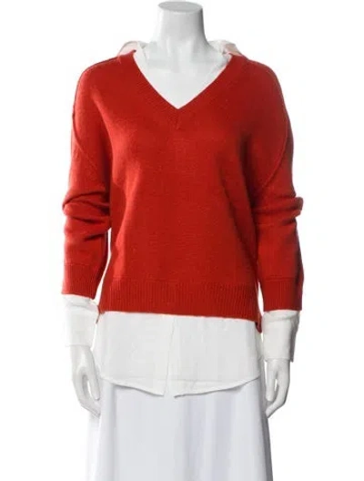 Pre-owned Brochu Walker Wool V-neck Sweater In Orange