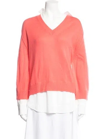 Pre-owned Brochu Walker Wool V-neck Sweater In Orange