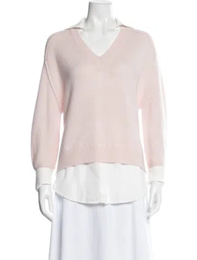 Pre-owned Brochu Walker Wool V-neck Sweater In Pink