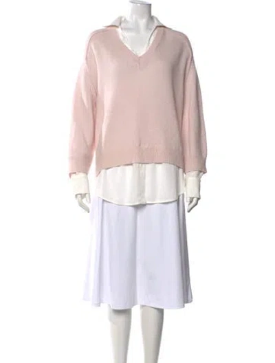 Pre-owned Brochu Walker Wool V-neck Sweater In Pink
