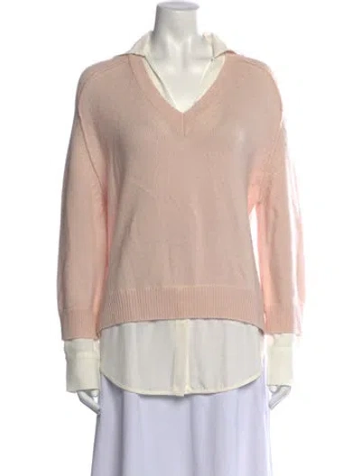 Pre-owned Brochu Walker Wool V-neck Sweater In Pink