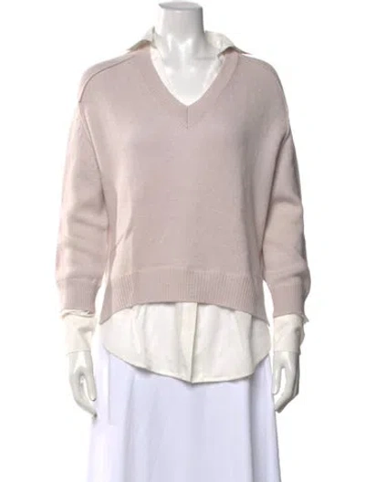 Pre-owned Brochu Walker Wool V-neck Sweater In Pink