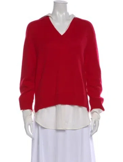 Pre-owned Brochu Walker Wool V-neck Sweater In Red