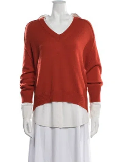 Pre-owned Brochu Walker Wool V-neck Sweater In Red