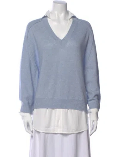 Pre-owned Brochu Walker Wool V-neck Sweater W/ Tags In Blue