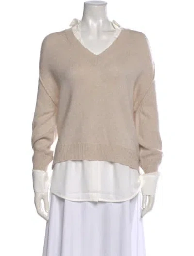 Pre-owned Brochu Walker Wool V-neck Sweater W/ Tags In Neutral