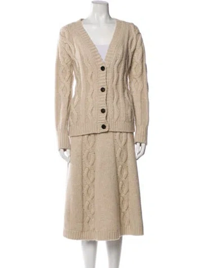 Pre-owned Brock Collection Cashmere Printed Skirt Set In Brown