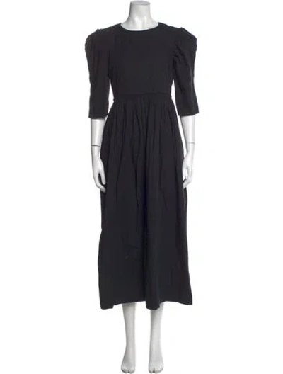Pre-owned Brock Collection Crew Neck Long Dress In Black