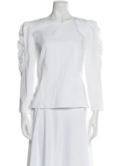 Pre-owned Brock Collection Crew Neck Long Sleeve Blouse In White