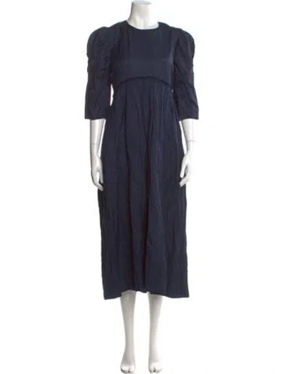 Pre-owned Brock Collection Crew Neck Midi Length Dress In Blue