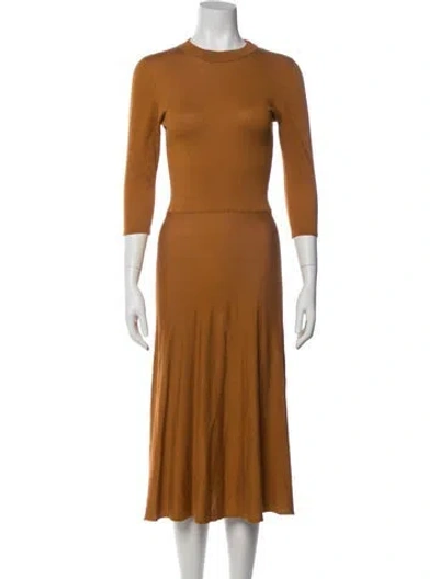 Pre-owned Brock Collection Crew Neck Midi Length Dress In Orange