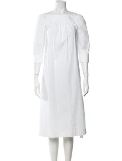 Pre-owned Brock Collection Crew Neck Midi Length Dress W/ Tags In Neutrals