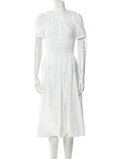 Pre-owned Brock Collection Crew Neck Midi Length Dress In White