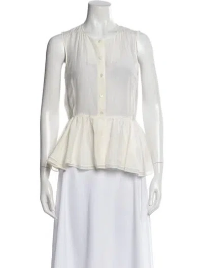 Pre-owned Brock Collection Crew Neck Sleeveless Blouse In White