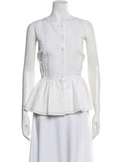 Pre-owned Brock Collection Crew Neck Sleeveless Blouse In White