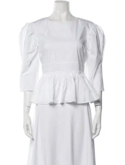 Pre-owned Brock Collection Crew Neck Three-quarter Sleeve Top In White