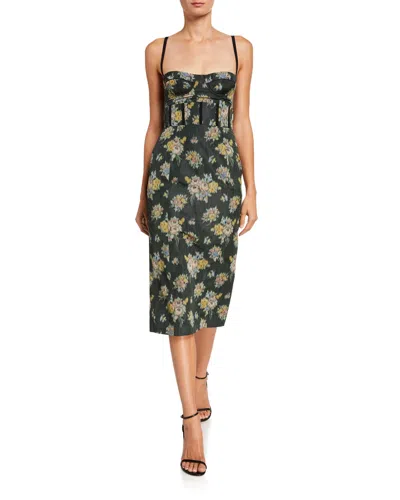 Brock Collection Floral-print Balconette Dress In Green