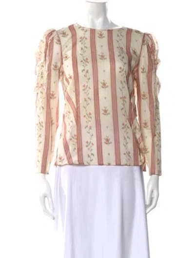 Pre-owned Brock Collection Floral Print Bateau Neckline Blouse W/ Tags In Neutral