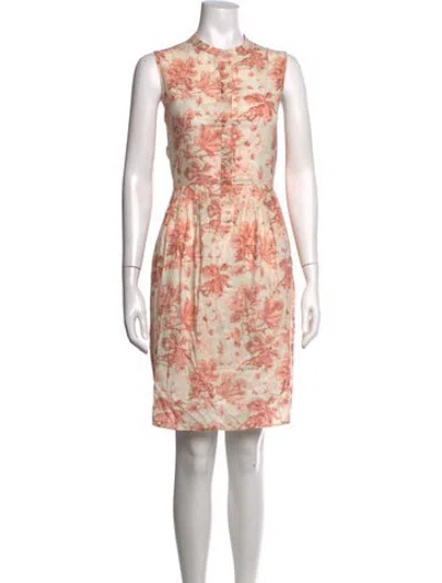 Pre-owned Brock Collection Floral Print Knee-length Dress In Neutrals/pink