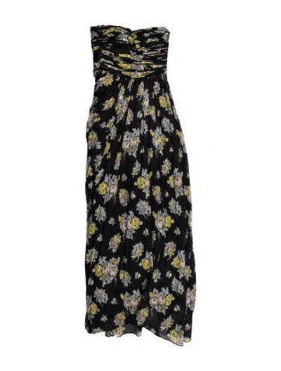 Pre-owned Brock Collection Floral Print Long Dress In Black