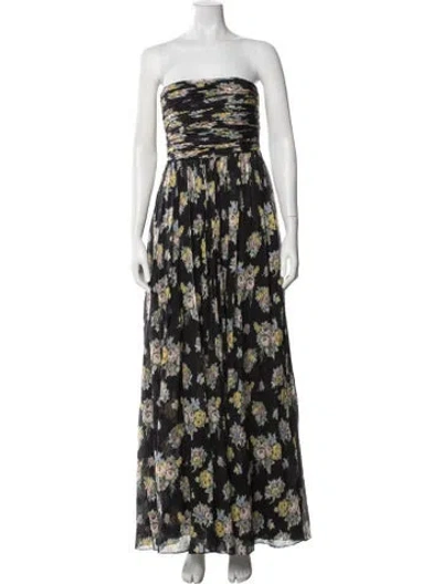 Pre-owned Brock Collection Floral Print Long Dress In Black