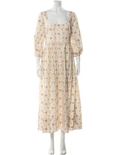 Pre-owned Brock Collection Floral Print Long Dress In Neutral
