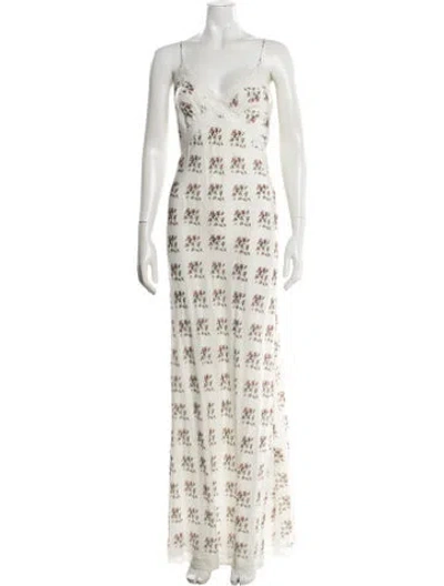 Pre-owned Brock Collection Floral Print Long Dress In Neutral