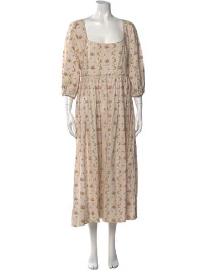 Pre-owned Brock Collection Floral Print Long Dress In Neutral