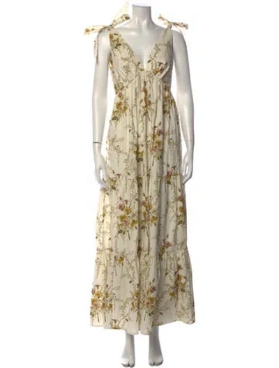 Pre-owned Brock Collection Floral Print Long Dress In Neutrals