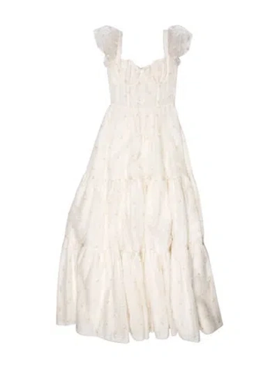 Pre-owned Brock Collection Floral Print Long Dress In Neutrals