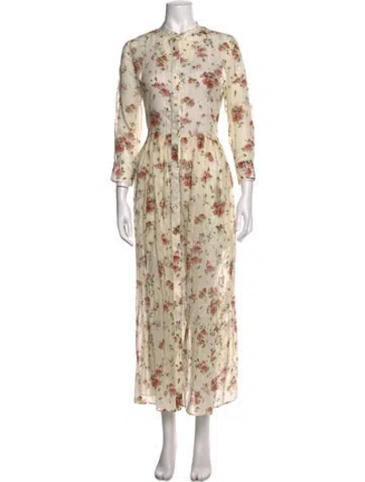 Pre-owned Brock Collection Floral Print Long Dress In Neutrals