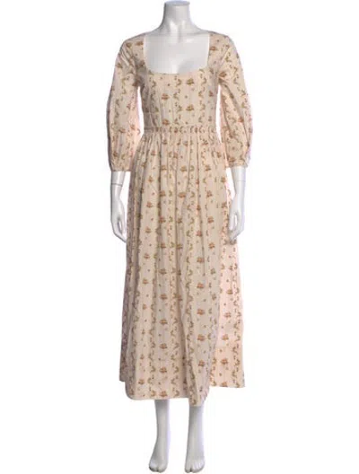 Pre-owned Brock Collection Floral Print Long Dress In Neutrals