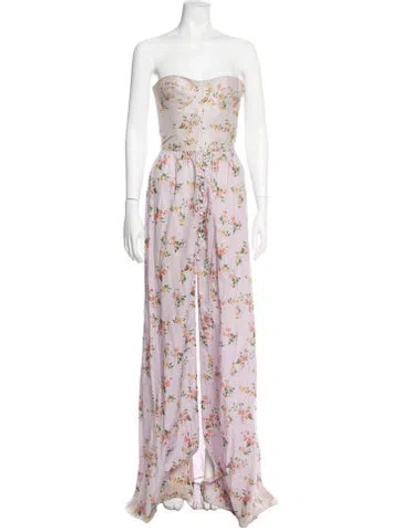 Pre-owned Brock Collection Floral Print Long Dress In Purple