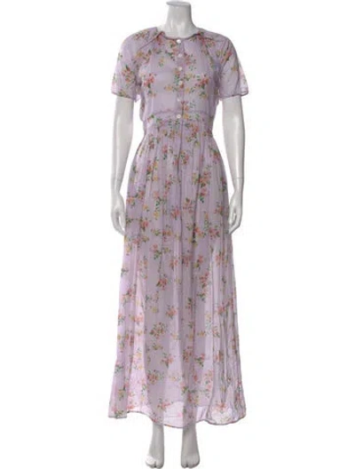 Pre-owned Brock Collection Floral Print Long Dress In Purple