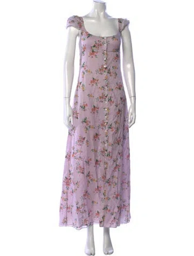 Pre-owned Brock Collection Floral Print Long Dress In Purple