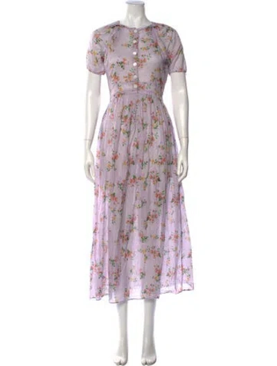Pre-owned Brock Collection Floral Print Long Dress In Purple