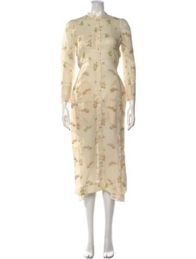 Pre-owned Brock Collection Floral Print Long Dress W/ Tags In Neutrals
