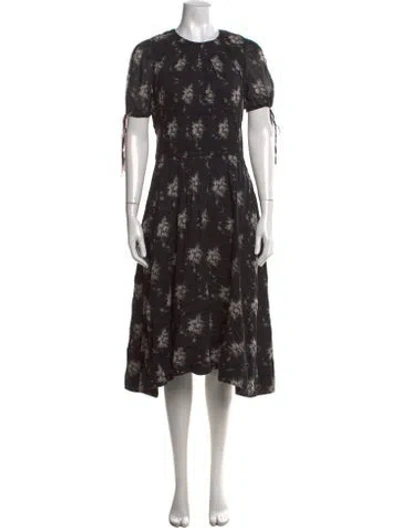 Pre-owned Brock Collection Floral Print Midi Length Dress In Black
