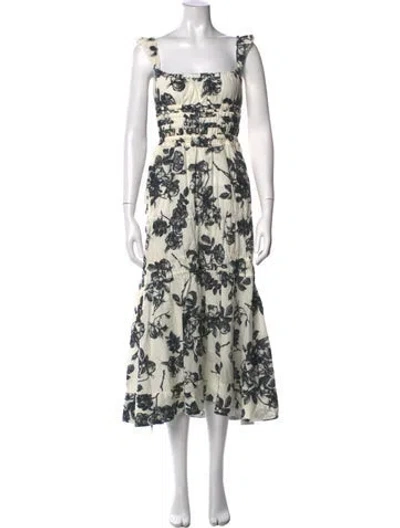 Pre-owned Brock Collection Floral Print Midi Length Dress In Black