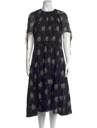 Pre-owned Brock Collection Floral Print Midi Length Dress In Black